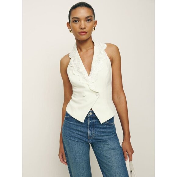 REFORMATION Primrose Vest in Cream Size US 6 NWT - Picture 10 of 11